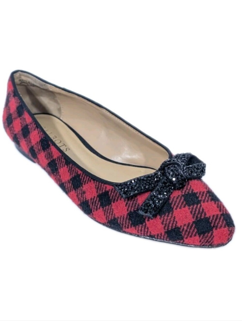 Talbots Edison Plaid Ballet Flat sz 5.5 Women Slip on Shoes Fall Classic red